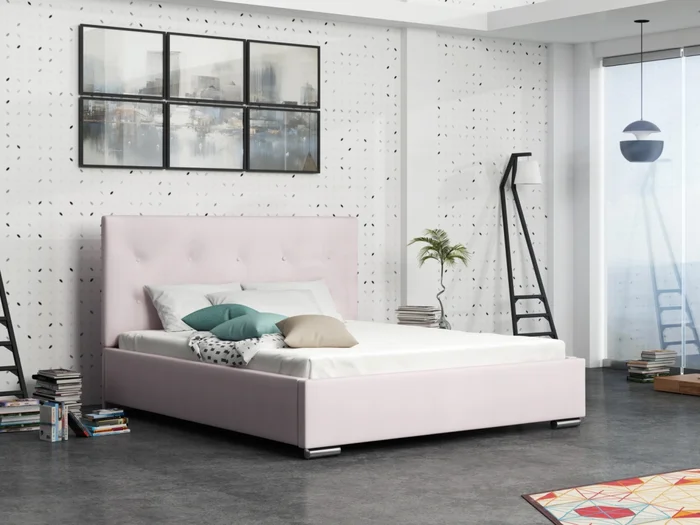Postel DANGELO 1 160×200 cm – světle růžová látka