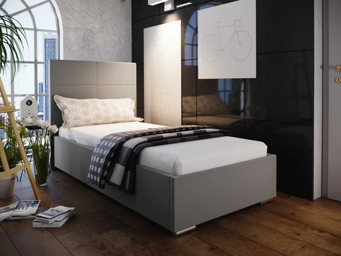 Postel DANGELO 4 90×200 cm – šedé čalounění