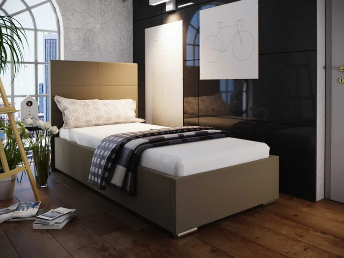 Postel DANGELO 4 90x200 cm, béžová látka