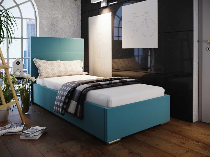 Postel DANGELO 4 90x200 cm – modrá látka