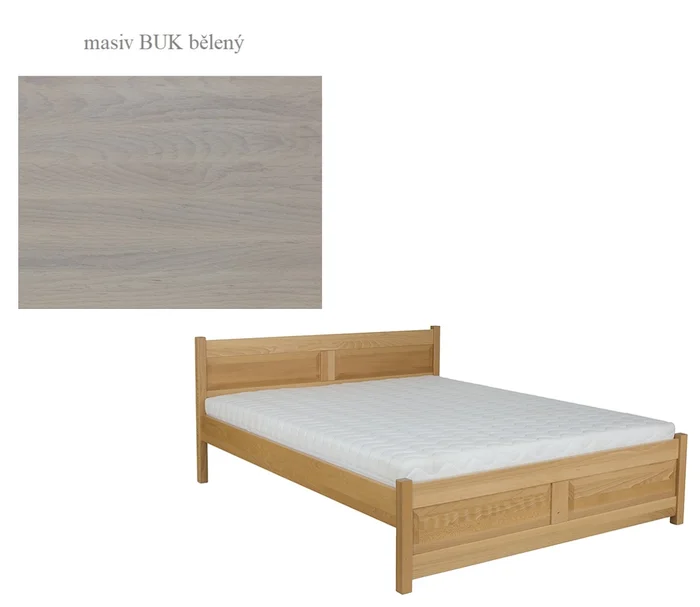 Postel DICHOTOMA 140x200 cm – masiv buk, buk bělený