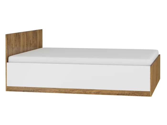 Postel GATTON 90x200 cm s roštem – dub burgundský/bílý lesk