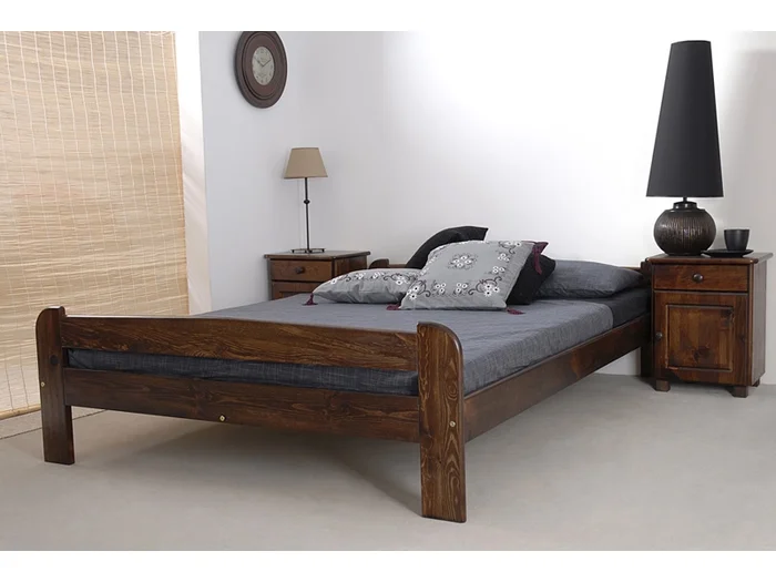 Postel HAMARD 160x200 cm – masiv borovice, moření ořech