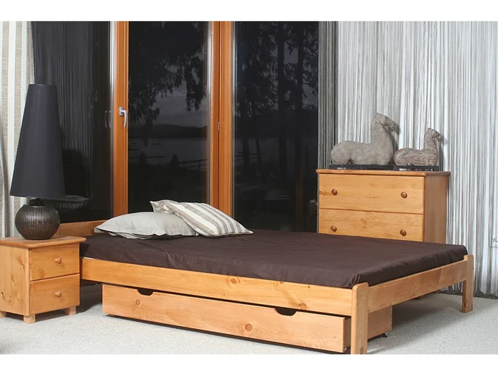 Postel MAYSON 160×200 cm s roštem – borovice masiv, moření olše