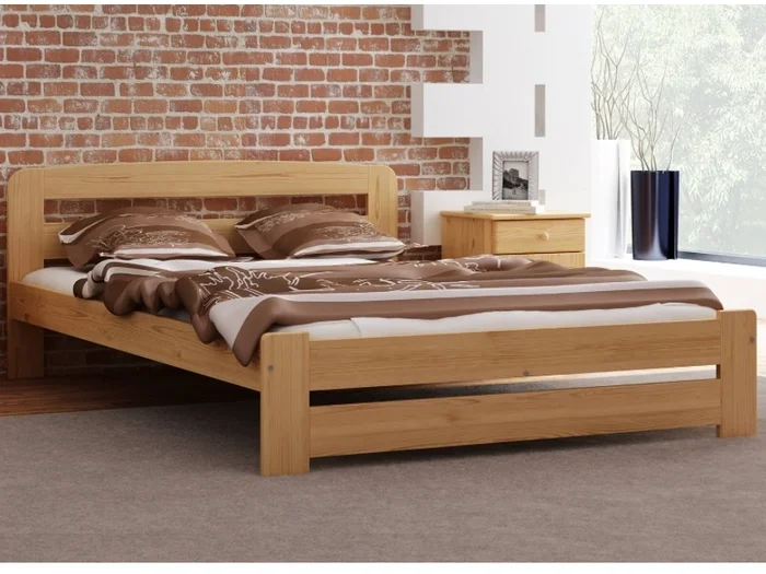 Postel OAKLEY 120x200 cm s roštem – masiv borovice, moření olše