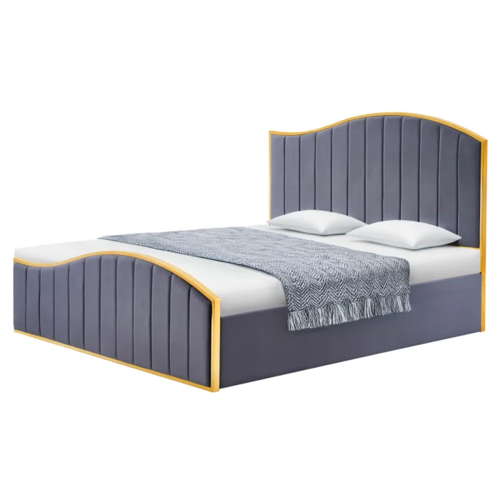 Postel s roštem 180x200 Georgia – tmavě šedá Velvet a zlatý chrom