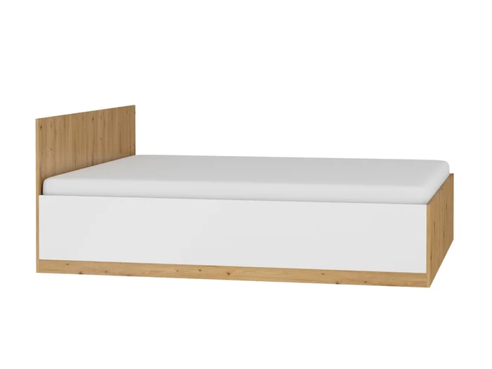 Postel s roštem GATTON 160x200 cm dub artisan/bílý lesk – 5 let záruka