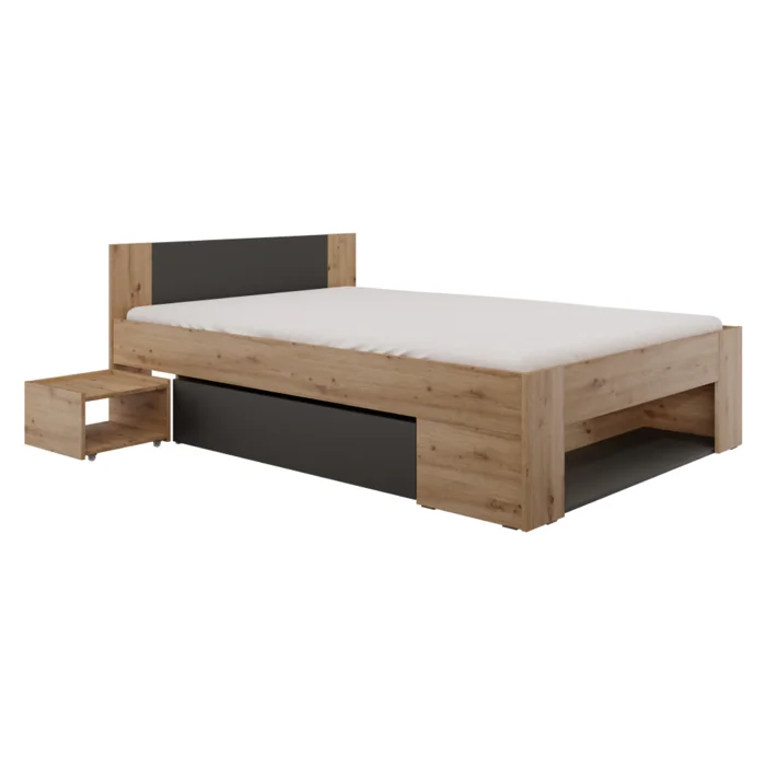 Postel s úložným prostorem 140x200 cm dub artisan/antracit (UNIS)