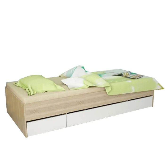 Postel s úložným prostorem Matiasi 90x200 cm – dub sonoma / bílá