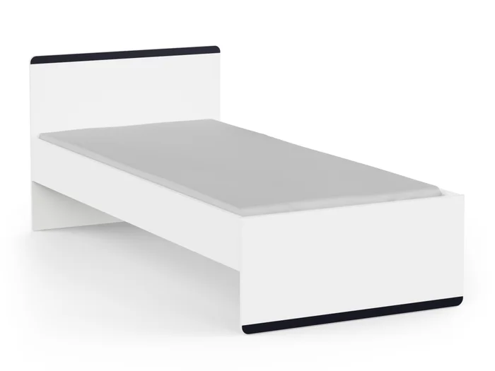 Postel SOLMEN 90x200 cm – bílá s indigo páskem nebo meruňková