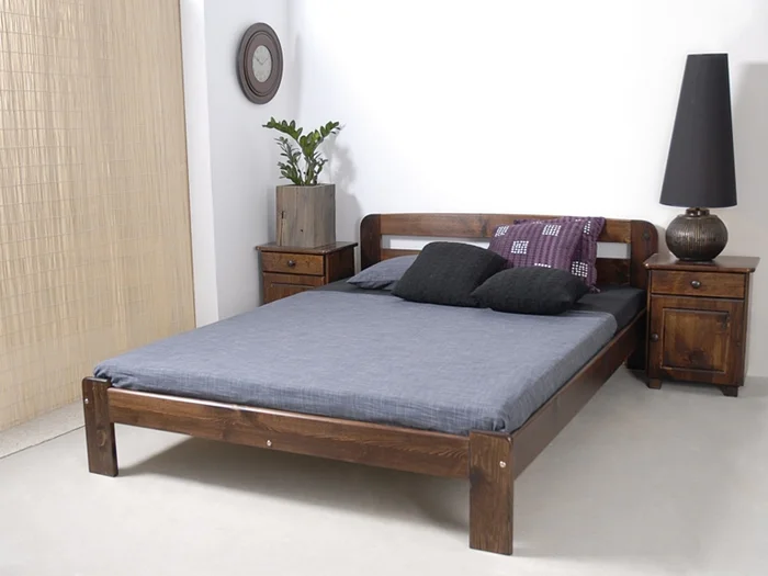Postel STETSON 120×200 cm s roštem, masiv borovice – moření ořech