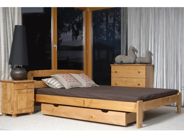 Postel STETSON 120x200 cm s roštem – masiv borovice, moření olše