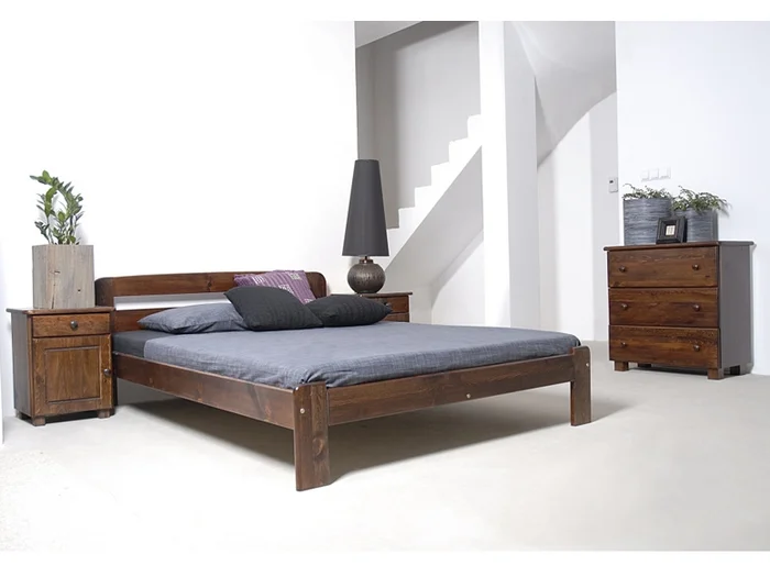 Postel STETSON 160x200 cm – masiv borovice, moření ořech