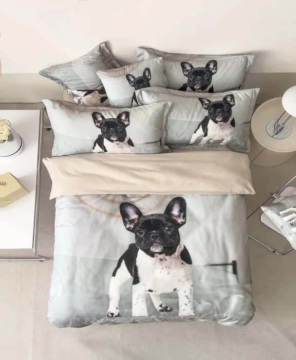 Povlečení French Bulldog 3dílné set 200x140 cm