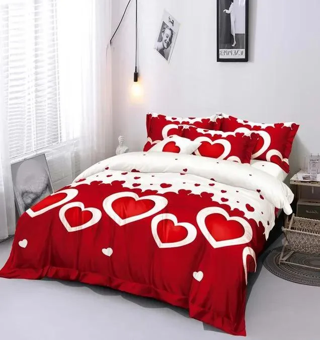 Povlečení Hearts Red 3dílné Polycotton