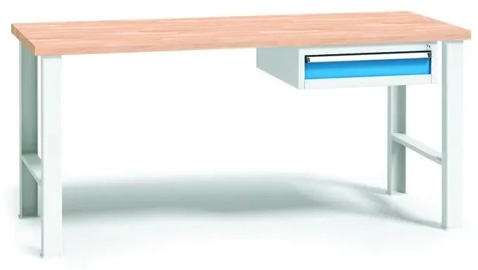 Pracovní stůl do dílny s nářadářským boxem, buková spárovka, 1500 mm