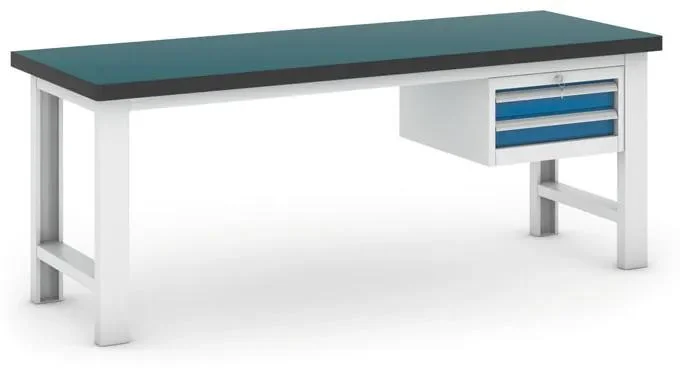 Pracovní stůl do dílny s úložnými boxy a zásuvkami 2100 mm