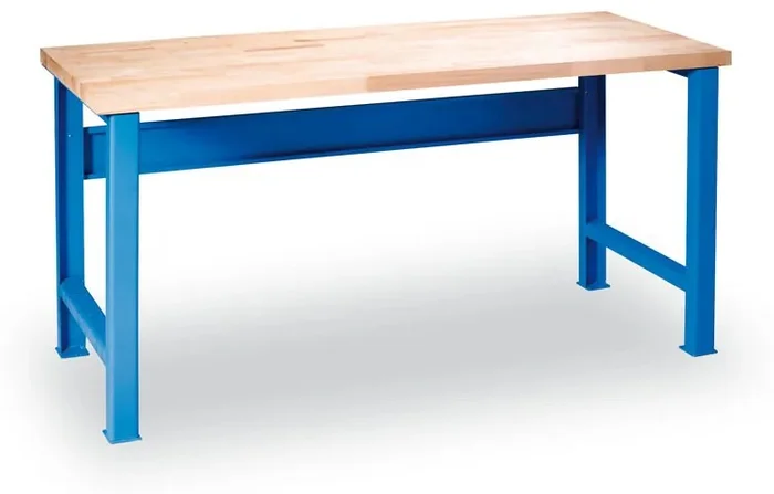 Pracovní stůl GD s bukovou spárovkou, 2000x800 mm, modrý