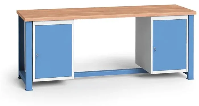 Pracovní stůl s úložnými skříňkami a masivní deskou