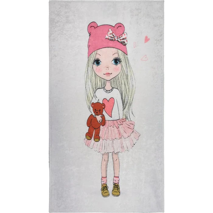 Pratelný dětský koberec 80x120 cm Cute Girl and the Bear