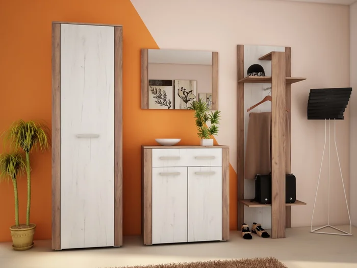 Předsíň ARDENO tobaco/bílá, 200×198×38 cm