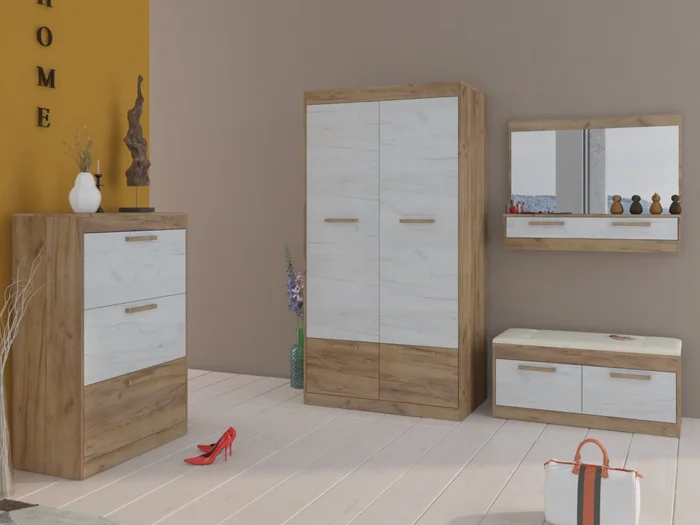 Předsíňová stěna Gatton 2 – craft zlatý / craft bílý