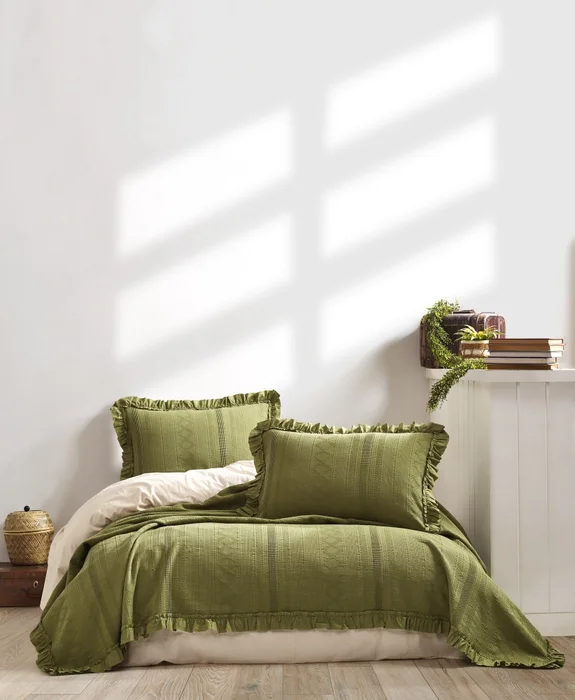 Přehoz 220×240 cm + 2 povlaky na polštář – bavlněné dvojité piké