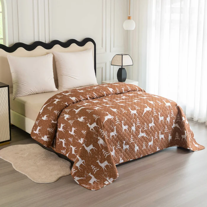 Přehoz na postel White Deer hnědý 220x240 cm