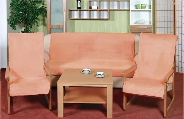 Přehoz na sedací soupravu Micro lososový 3+1+1