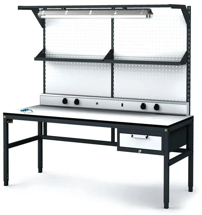Profesionalní ESD dílenský pracovní stůl s příslušenstvím 1800x800 mm