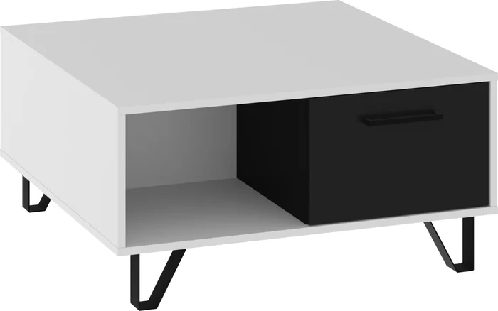 PRUDHOE 2D Konferenční stolek, bílý/černý lesk