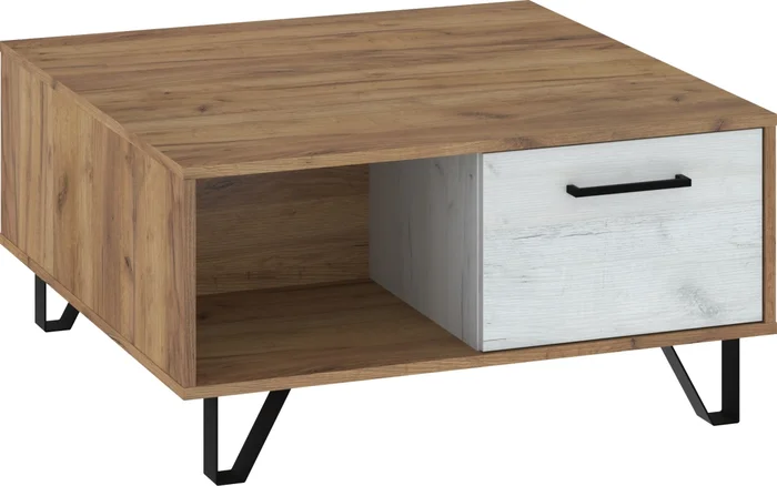 PRUDHOE 2D konferenční stolek craft zlatý / craft bílý
