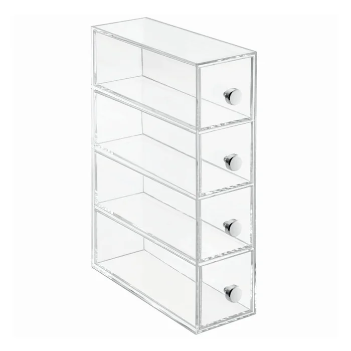 Průhledný úložný box iDesign Tower s 4 šuplíky