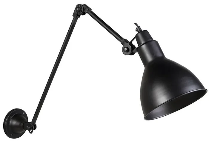 Průmyslová nastavitelná nástěnná lampa Wye černá