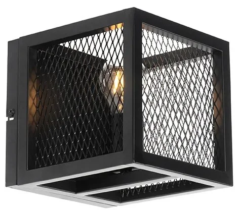 Průmyslová nástěnná černá lampa Cage Mesh