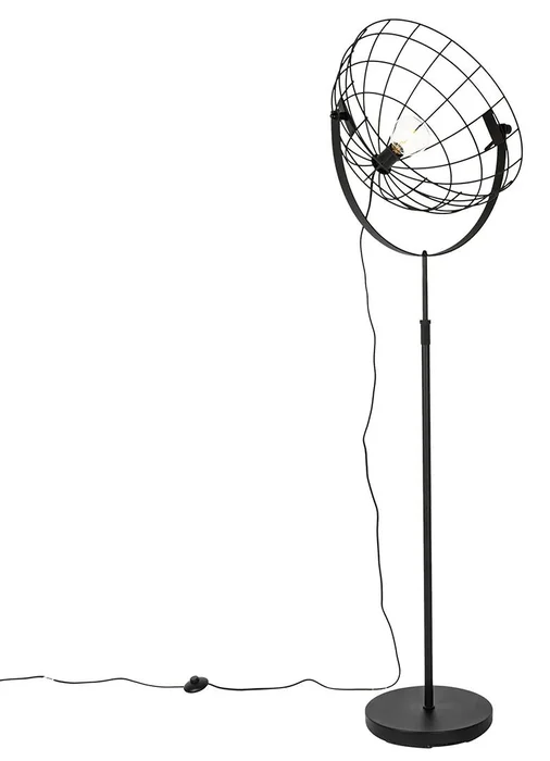 Průmyslová stojací lampa Hanze černá 50 cm s nastavením výšky
