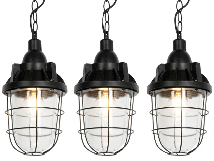 Průmyslová závěsná LED svítidla Cabin, sada 3