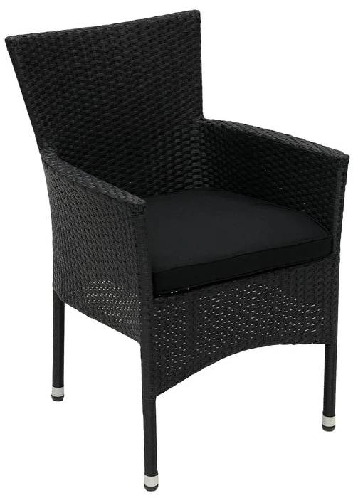 Ratanové stohovatelné křeslo Palermo s polstrem černé
