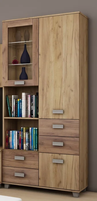 Regál KEATING, craft zlatý/tobaco