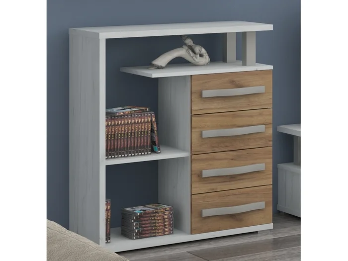 Regál LEHUA 4S craft bílý / craft zlatý – 5 let záruka