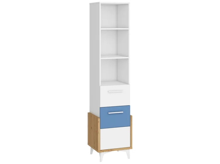Regál LEPON 45W dub artisan/bílá/modrá, 195 cm