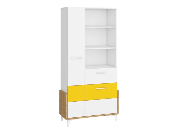 Regál LEPON 95W dub artisan/bílá/žlutá – 5 let záruky