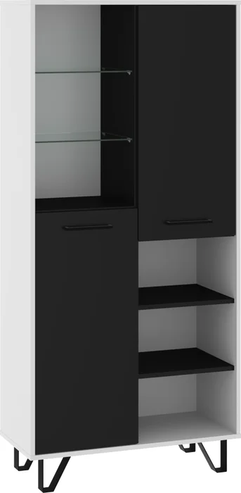 Regál PRUDHOE 2D, bílo-černý lesk