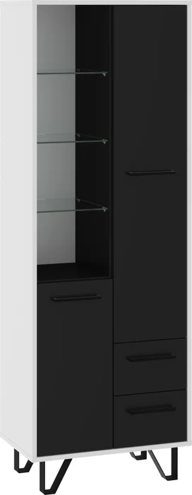Regál PRUDHOE 2D2S, bílo-černý lesk, 5 let záruky
