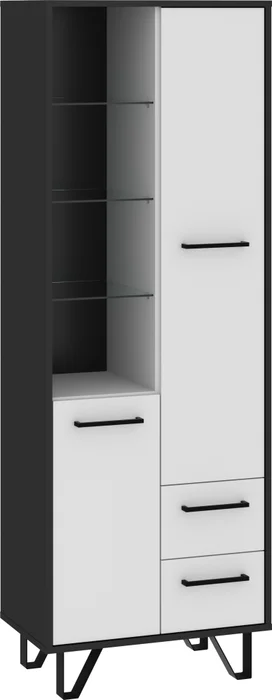 Regál PRUDHOE 2D2S – černý/bílý lesk, 5 let záruka