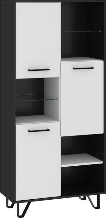 Regál PRUDHOE 3D, černobílý lesk, 5 let záruka