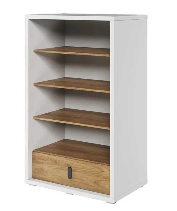 Regál SOMAS 10 1S s zásuvkou – bílá/ořech natural