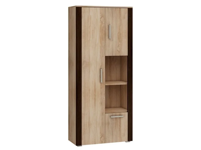 Regál WUBIN 3D s dvířky – dub sonoma/dub sonoma tmavý, 80×185×48 cm – 5 let záruka