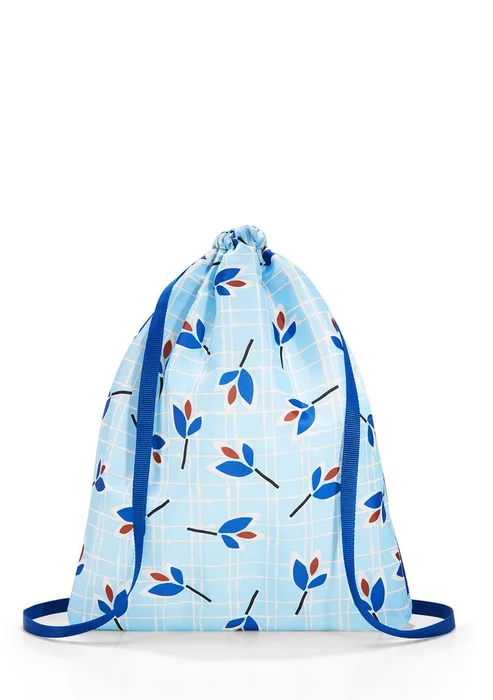 Reisenthel Mini Maxi Sacpack Leaves modrá – skládací pytlík na záda a taška