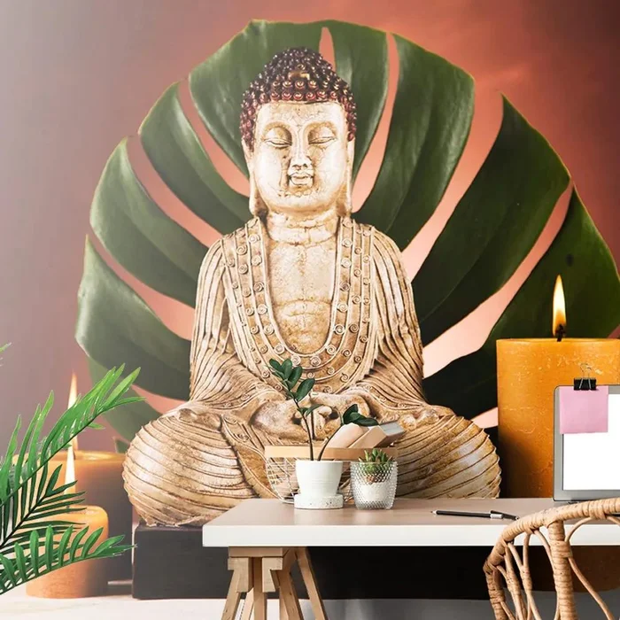 Relaxační tapeta Budha s květinovým zátiším